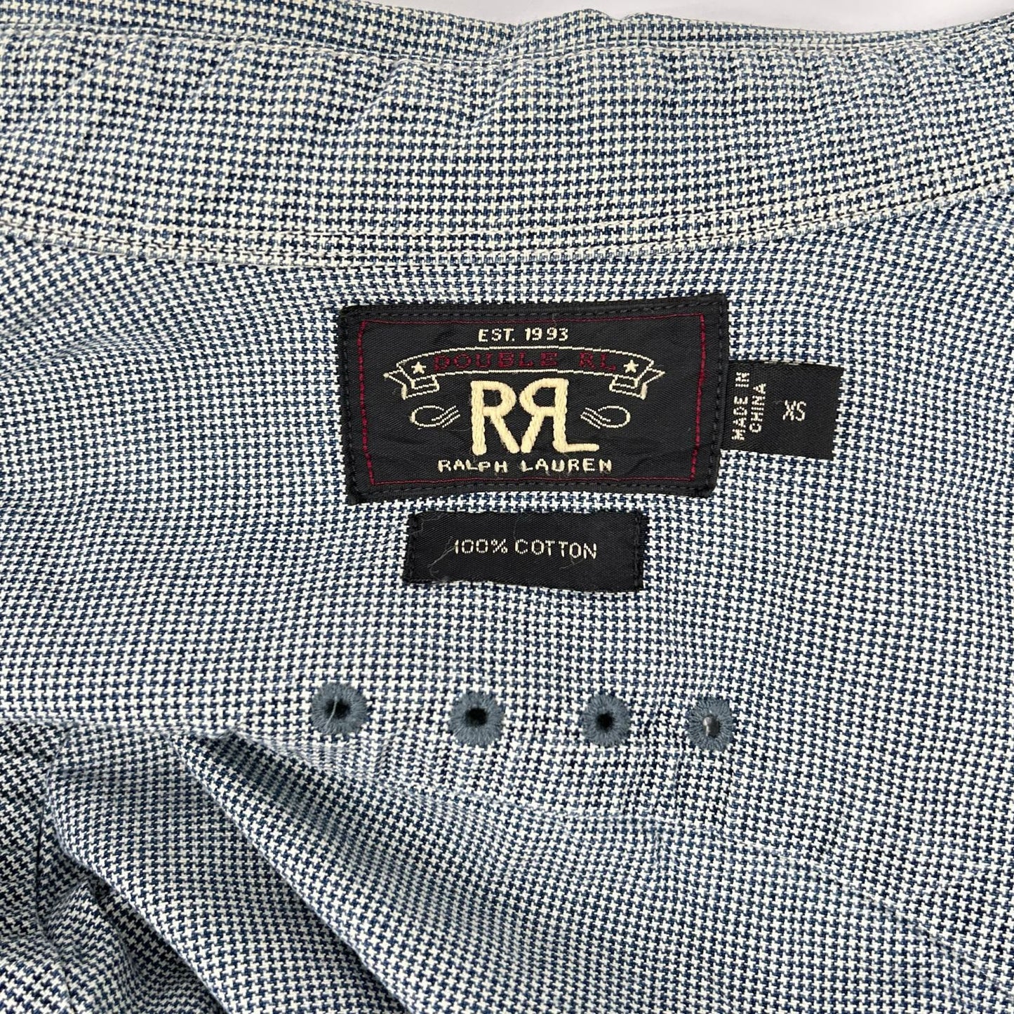 RRL ダブルアールエル ライトブルー インディゴ 千鳥格子 ハウンドトゥース 長袖 シャツ トップス