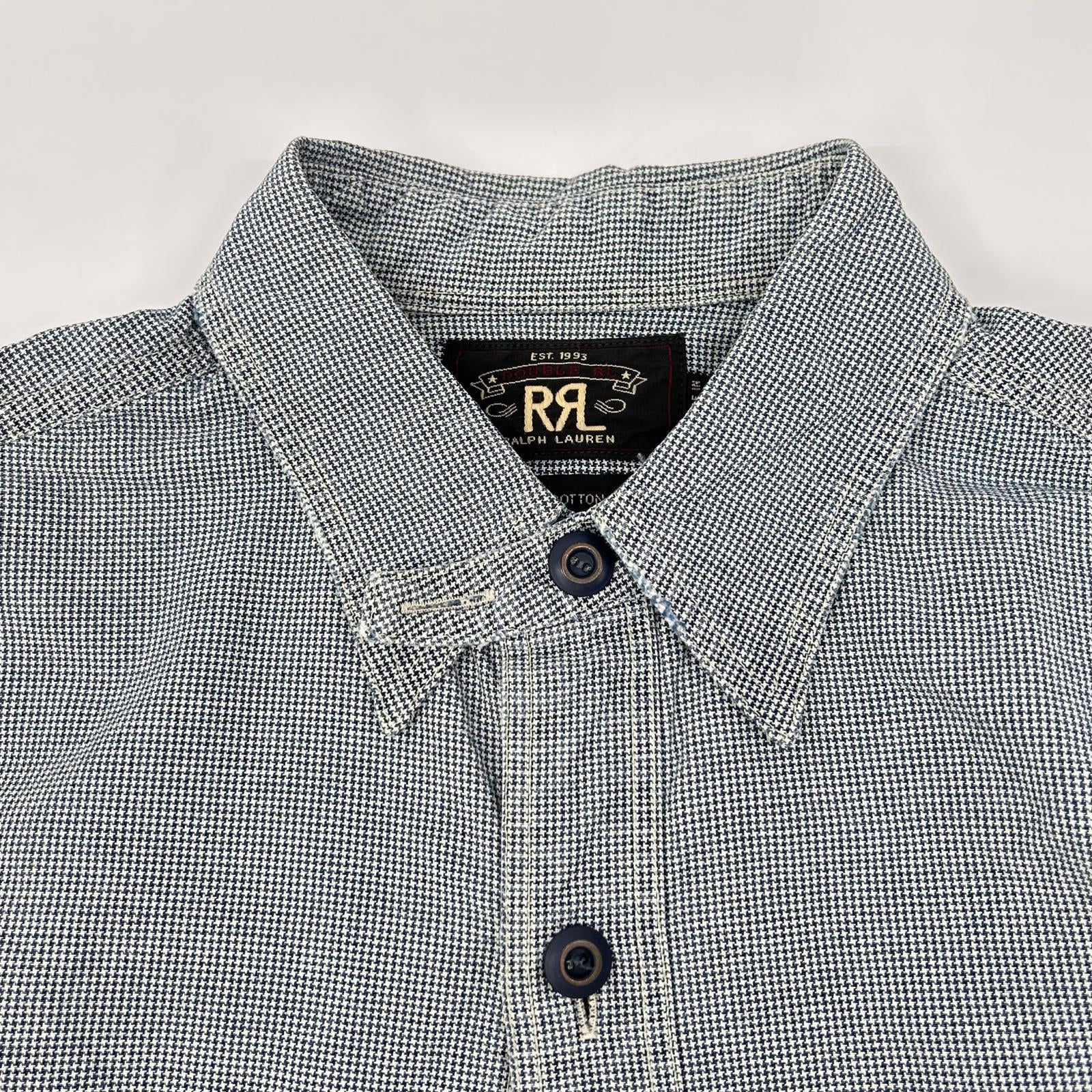 RRL ダブルアールエル ライトブルー インディゴ 千鳥格子 ハウンドトゥース 長袖 シャツ トップス