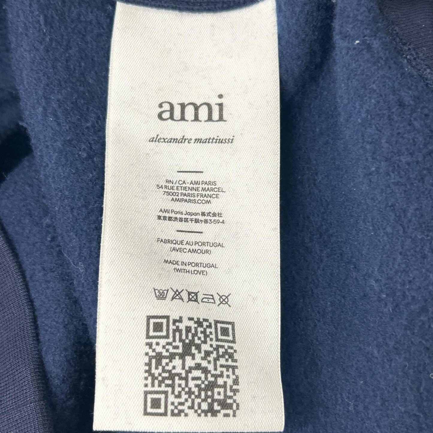 AMI Alexandre Mattiussi アミアレクサンドルマテュッシ ネイビー Ami de Coeur プルオーバー フーディ トップス