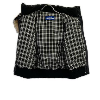 Burberry Blue Label バーバリーブルーレーベル E1G06-471-09 ネイビー ファー付 チェック ダウンベスト ベスト