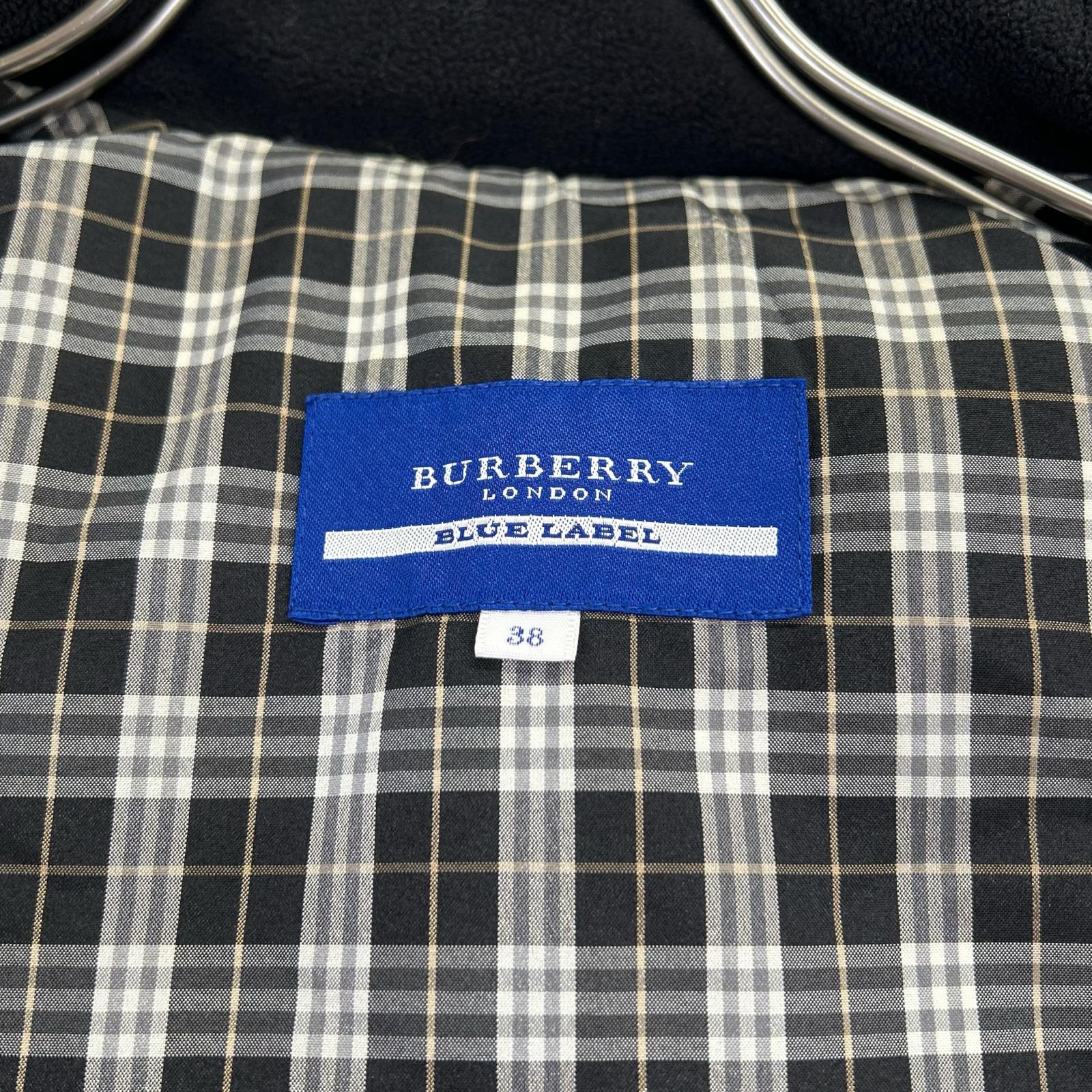 Burberry Blue Label バーバリーブルーレーベル E1G06-471-09 ネイビー ファー付 チェック ダウンベスト ベスト