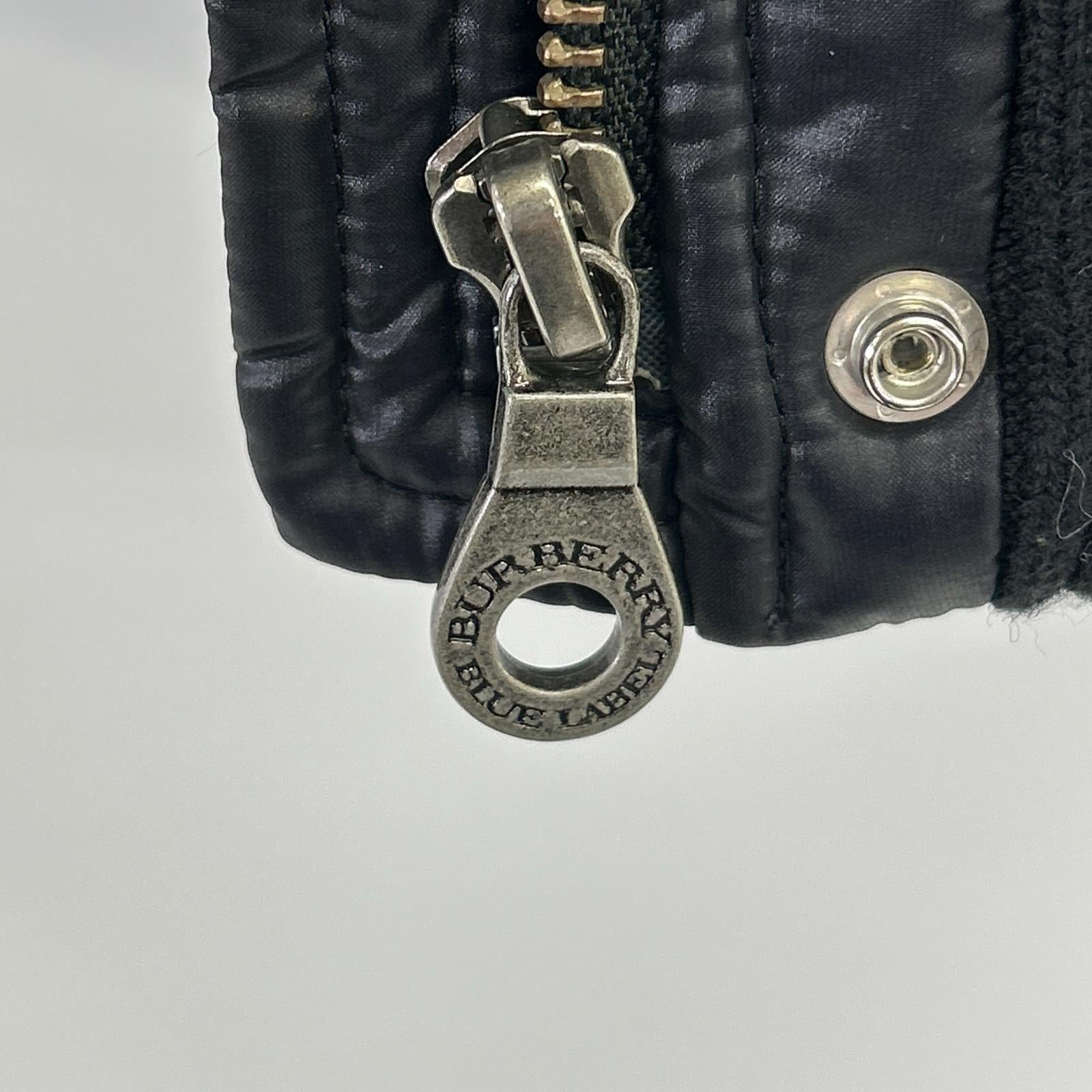 Burberry Blue Label バーバリーブルーレーベル E1G06-471-09 ネイビー ファー付 チェック ダウンベスト ベスト