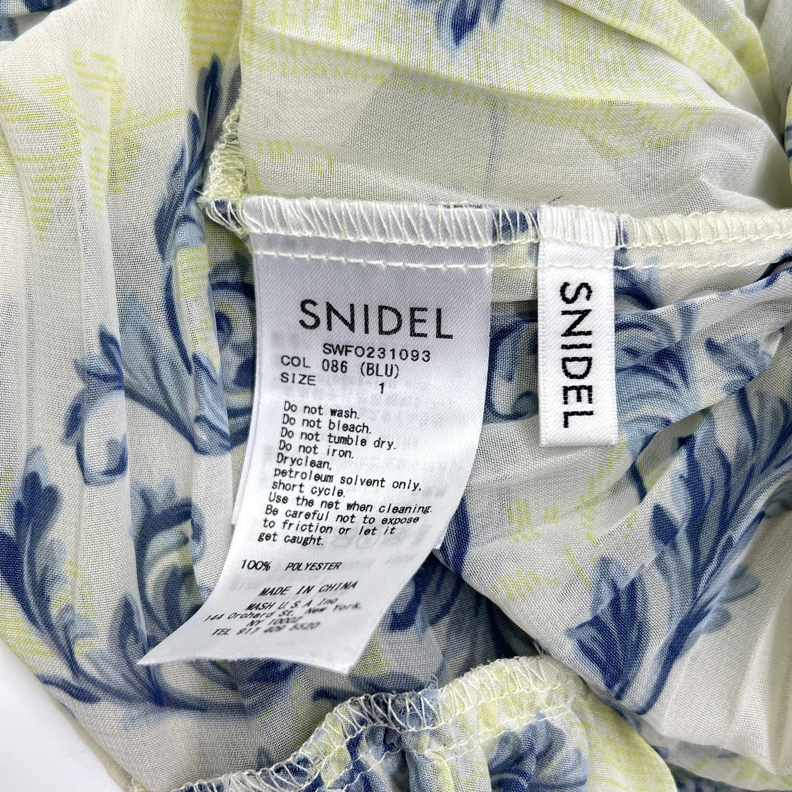 snidel スナイデル SWFO231093 イエロー 総柄 プリーツオーナメントワンピース ワンピース