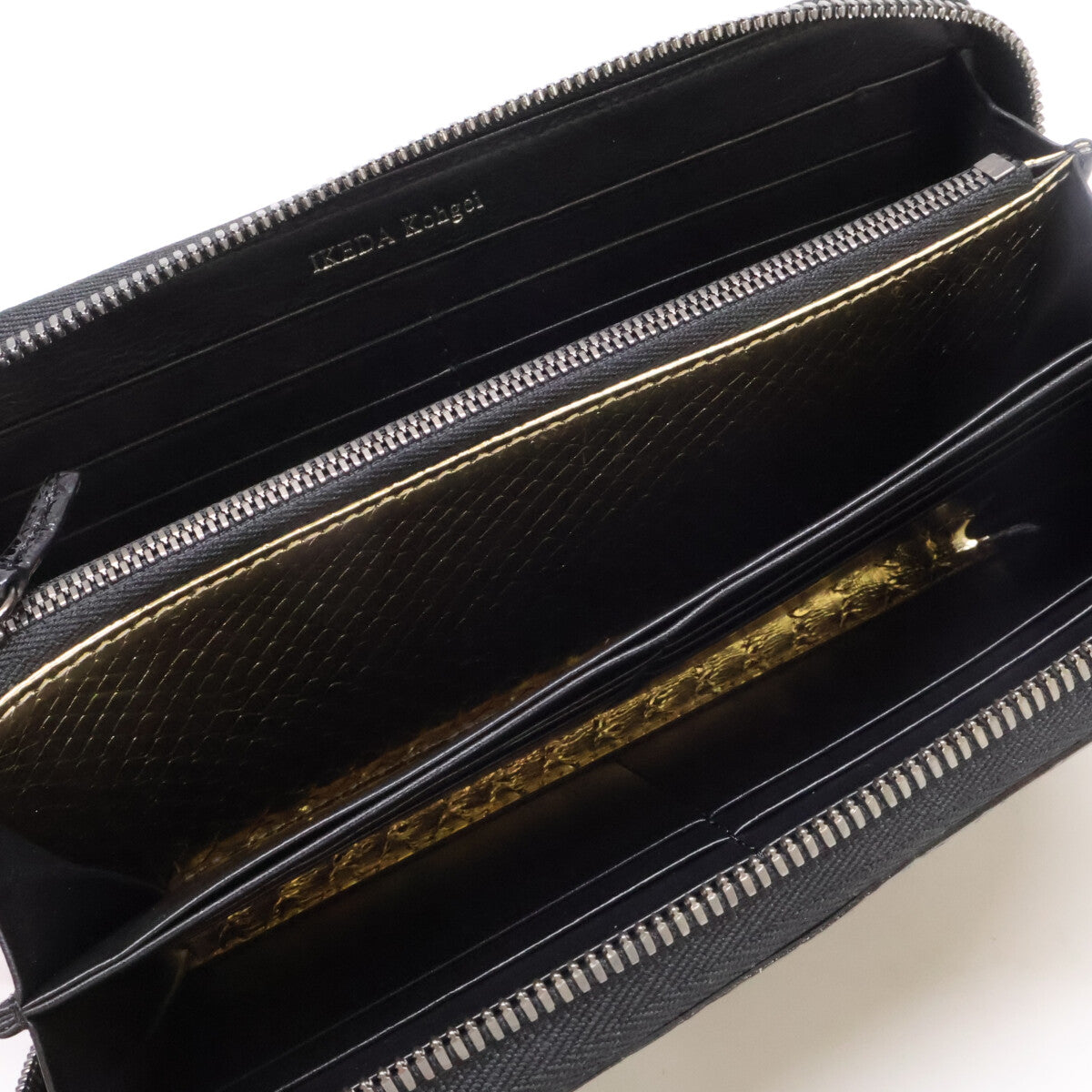 IKEDA Kohgei 池田工芸 新品同様 クロコダイル ポロサス x ゴールドパイソン ロングウォレット 長財布 長財布（小銭入れあり）