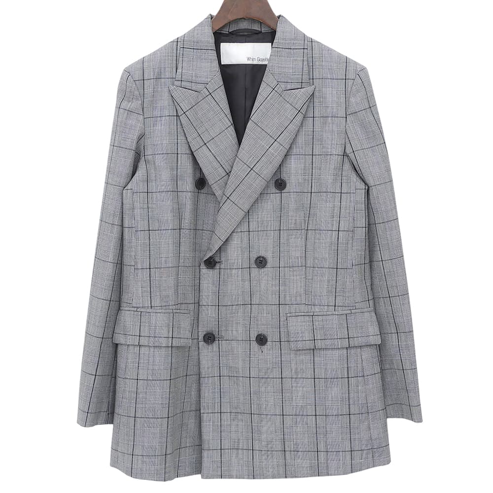 Whim Gazette ウィムガゼット ウール×モヘア チェック ダブルチェック ジャケット レディース グレー F WGZ1032107A0015 23AW ジャケット