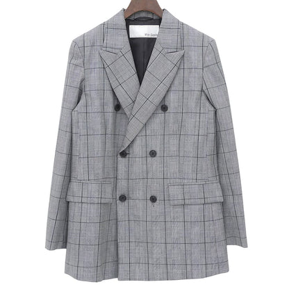 Whim Gazette ウィムガゼット ウール×モヘア チェック ダブルチェック ジャケット レディース グレー F WGZ1032107A0015 23AW ジャケット
