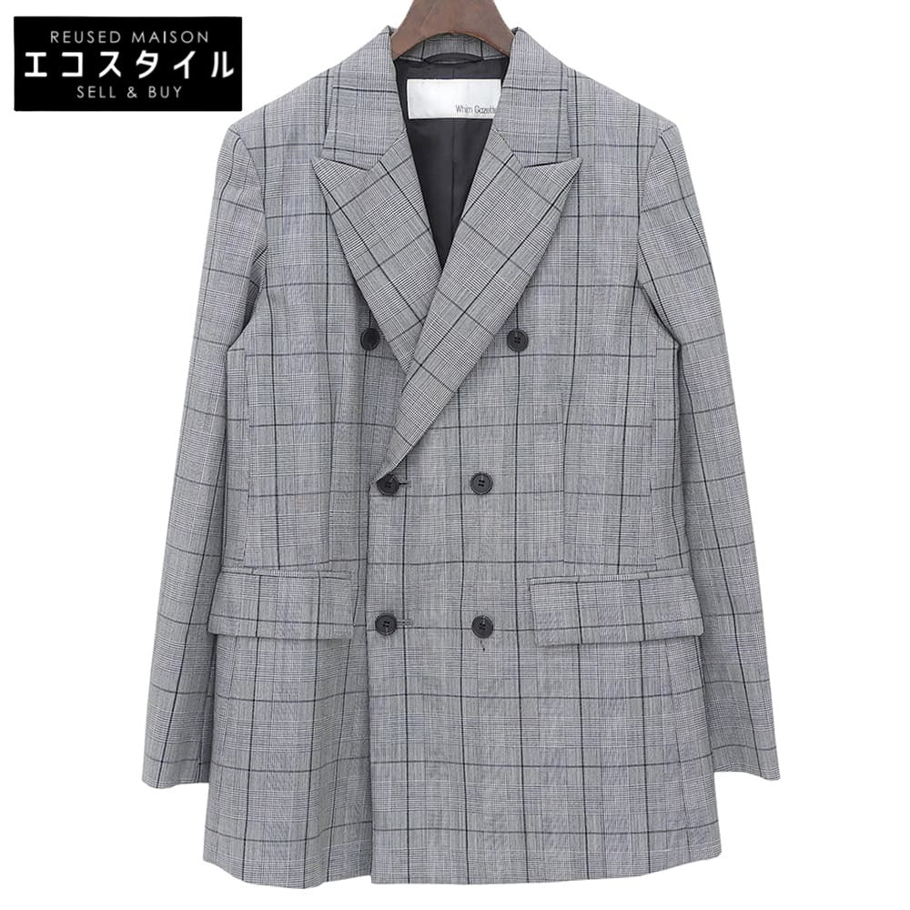 Whim Gazette ウィムガゼット ウール×モヘア チェック ダブルチェック ジャケット レディース グレー F WGZ1032107A0015 23AW ジャケット