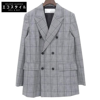 Whim Gazette ウィムガゼット ウール×モヘア チェック ダブルチェック ジャケット レディース グレー F WGZ1032107A0015 23AW ジャケット