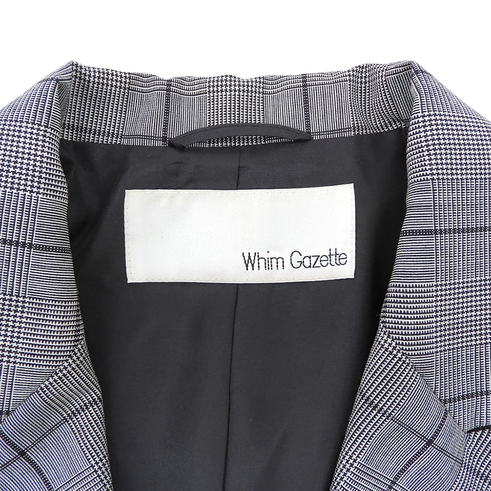 Whim Gazette ウィムガゼット ウール×モヘア チェック ダブルチェック ジャケット レディース グレー F WGZ1032107A0015 23AW ジャケット