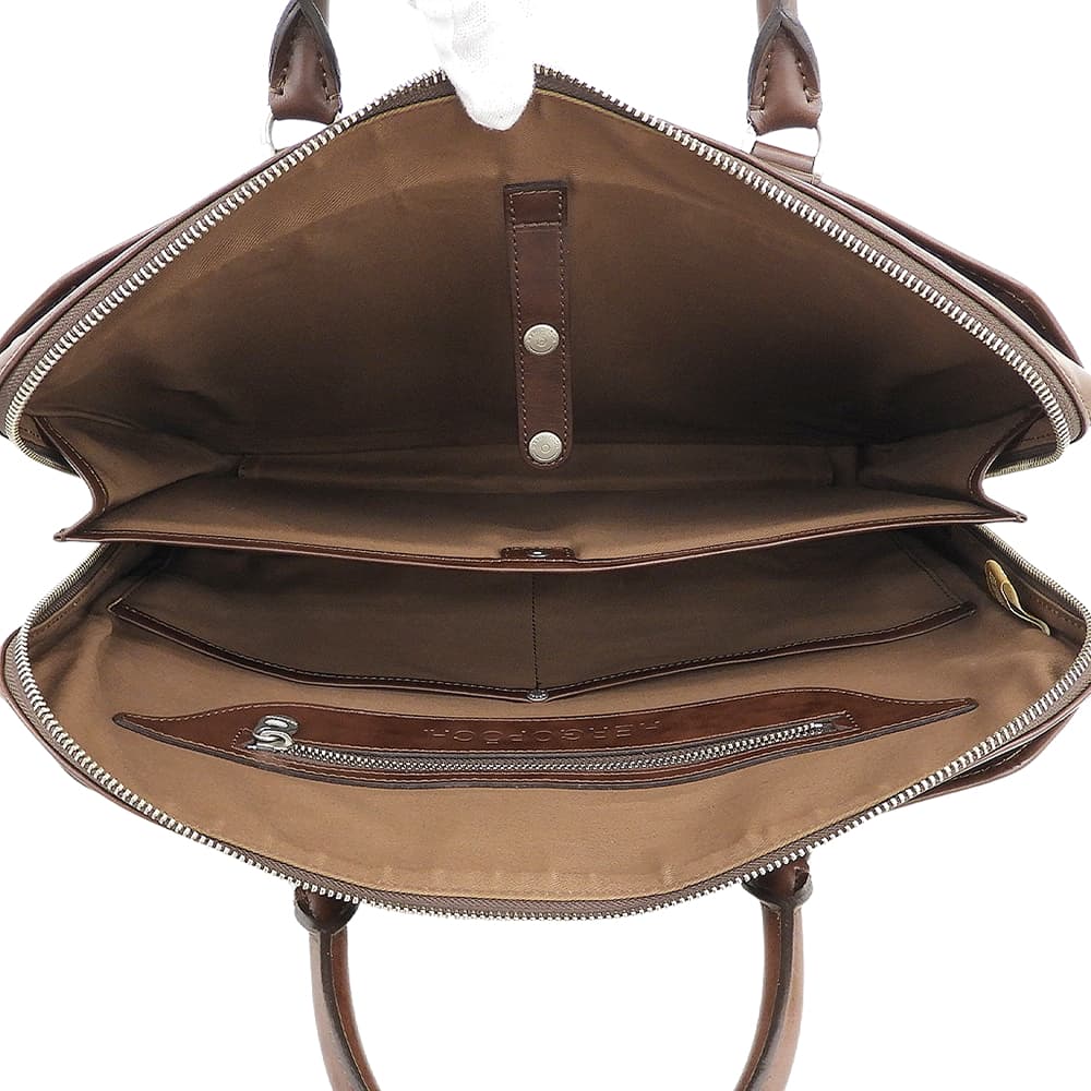 HERGOPOCH エルゴポック 美品 ワキシングレザー ブリーフケース ビジネスバッグ メンズ ブラウン 06N-BF2 ビジネスバッグ ブリーフケース