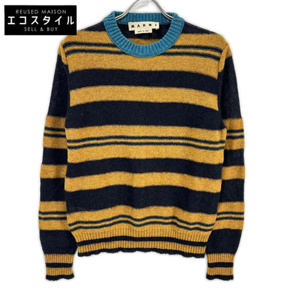 MARNI マルニ GCMG0021Q0 ネイビー×ブラウン ボーダーニット トップス