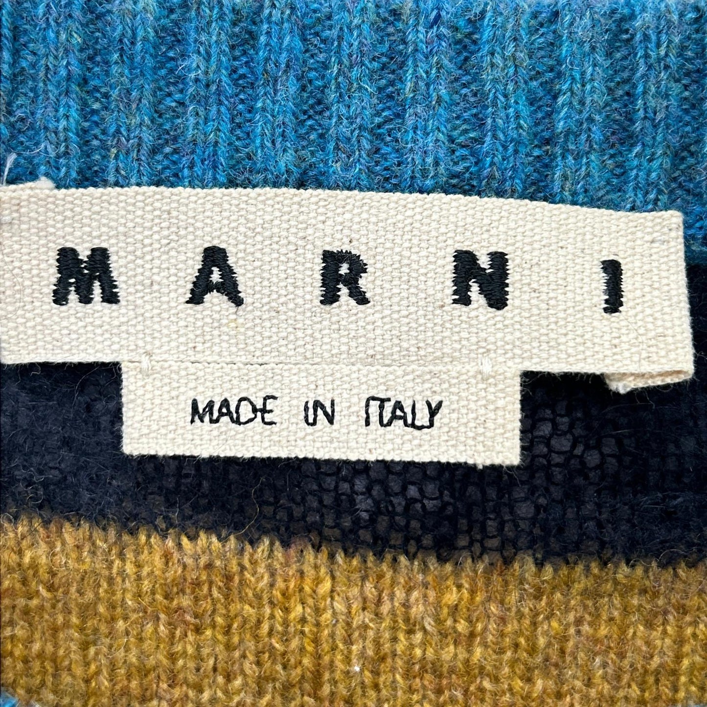 MARNI マルニ GCMG0021Q0 ネイビー×ブラウン ボーダーニット トップス