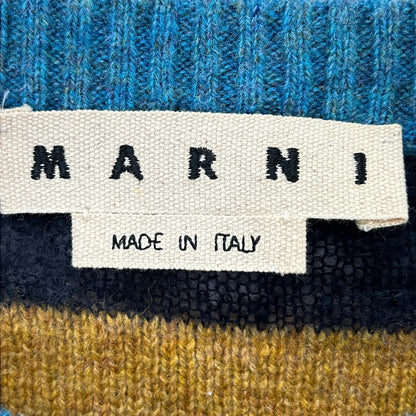 MARNI マルニ GCMG0021Q0 ネイビー×ブラウン ボーダーニット トップス