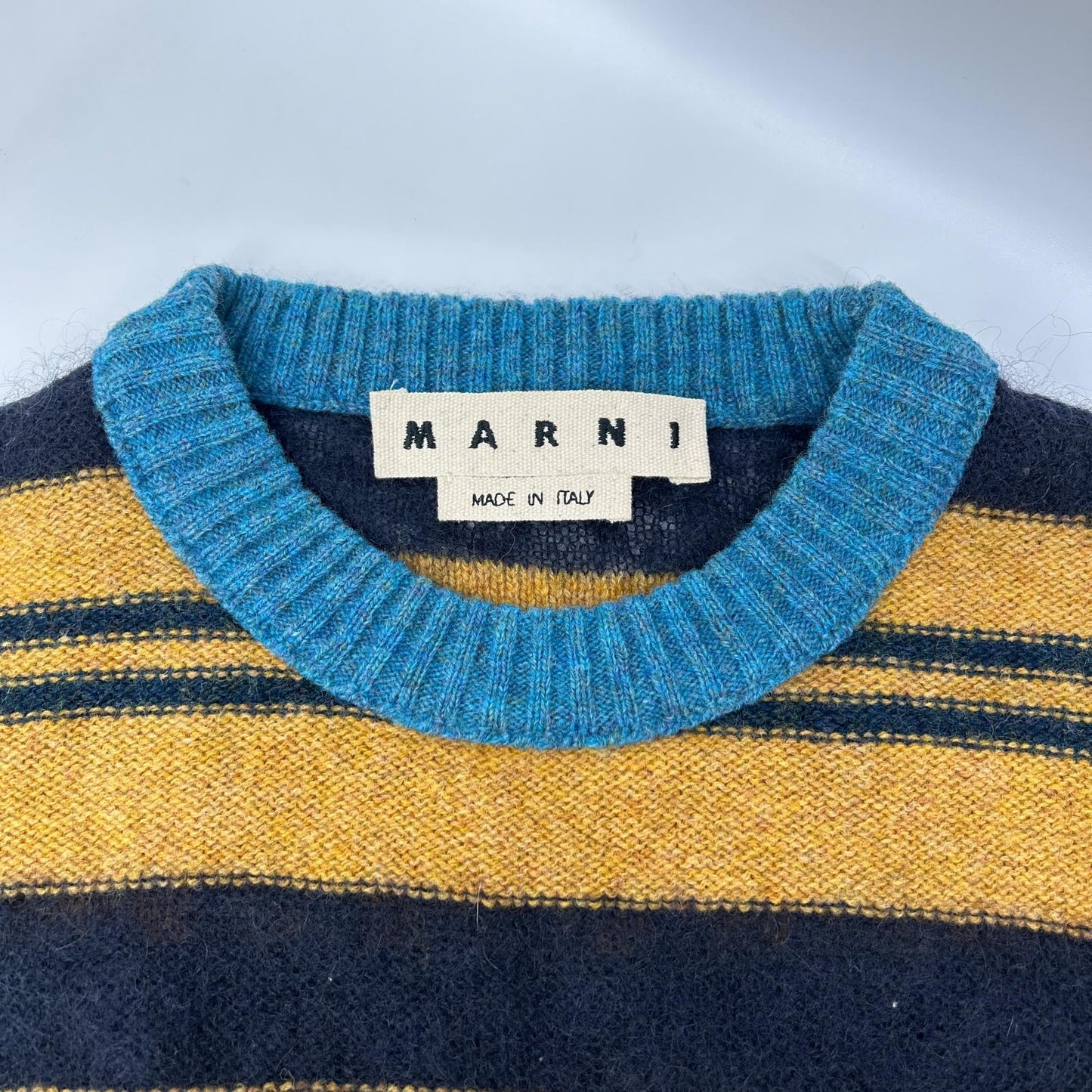 MARNI マルニ GCMG0021Q0 ネイビー×ブラウン ボーダーニット トップス