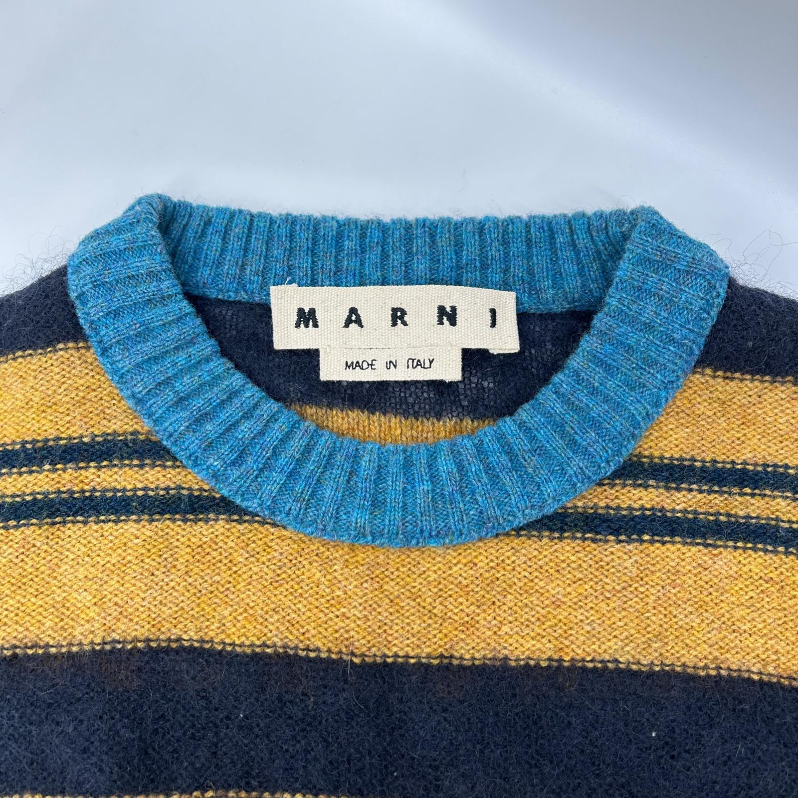 MARNI マルニ GCMG0021Q0 ネイビー×ブラウン ボーダーニット トップス