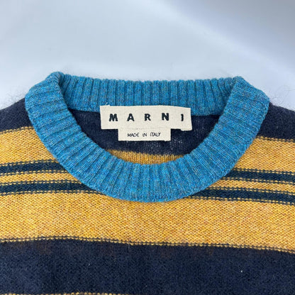 MARNI マルニ GCMG0021Q0 ネイビー×ブラウン ボーダーニット トップス
