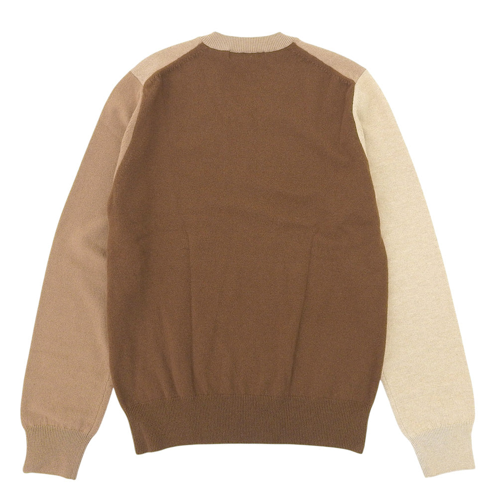 COMMEdesGARCONS HOMME DEUX コムデギャルソンオムドゥ ライトブラウン×ブラウンパターン Vネック ニット ウール トップス メンズ S トップス