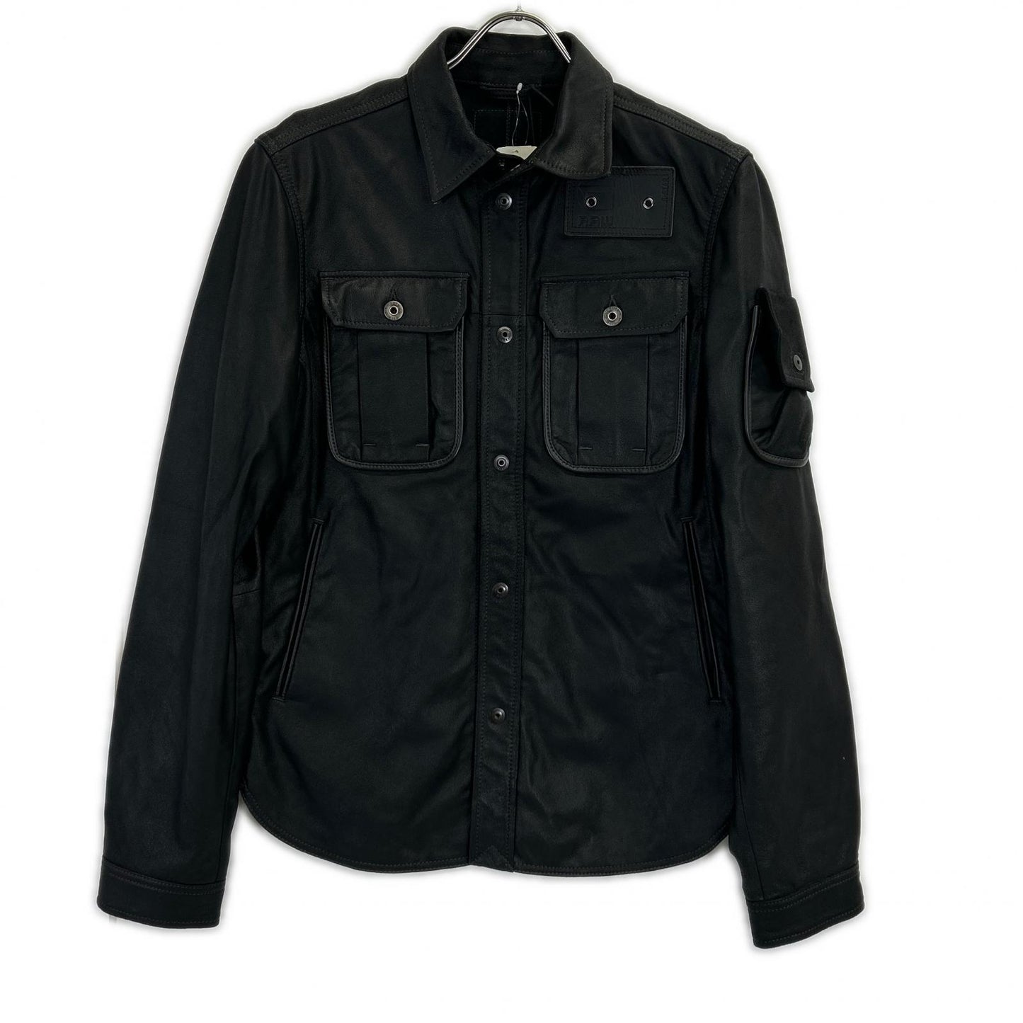 G-STAR RAW ジースターロゥ ブラック シープスキン レザーシャツ E OVERSHIRT ジャケット