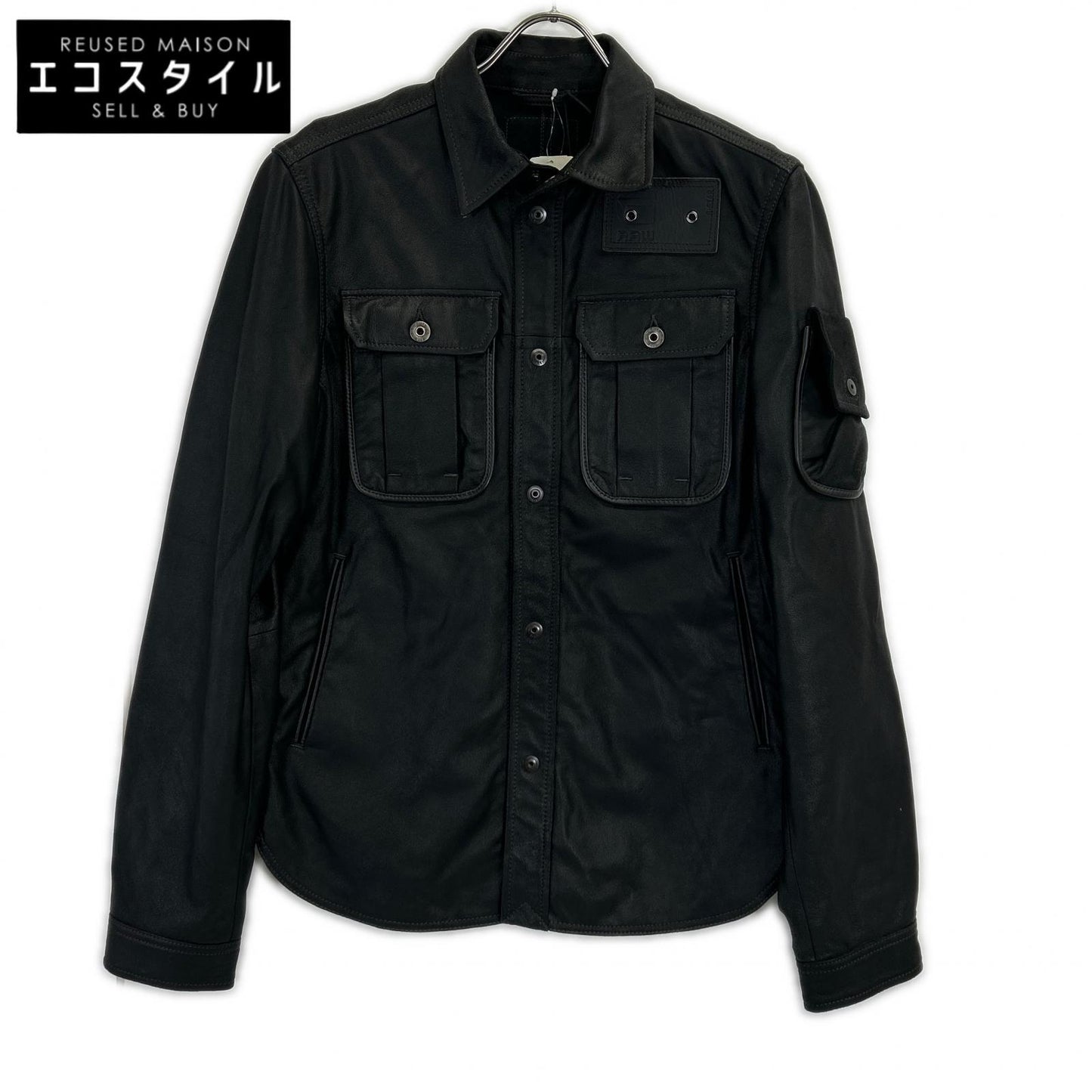 G-STAR RAW ジースターロゥ ブラック シープスキン レザーシャツ E OVERSHIRT ジャケット