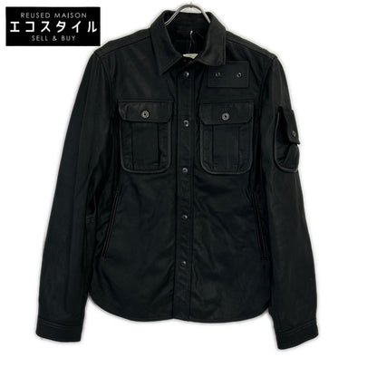 G-STAR RAW ジースターロゥ ブラック シープスキン レザーシャツ E OVERSHIRT ジャケット