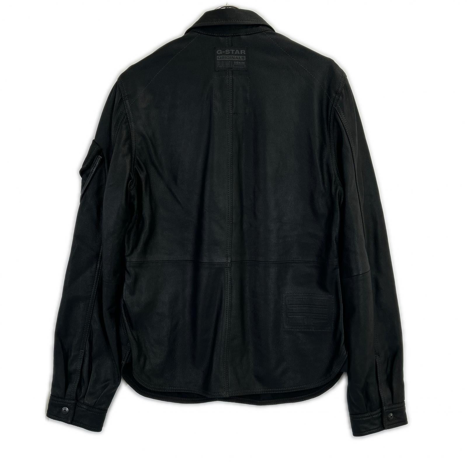 G-STAR RAW ジースターロゥ ブラック シープスキン レザーシャツ E OVERSHIRT ジャケット