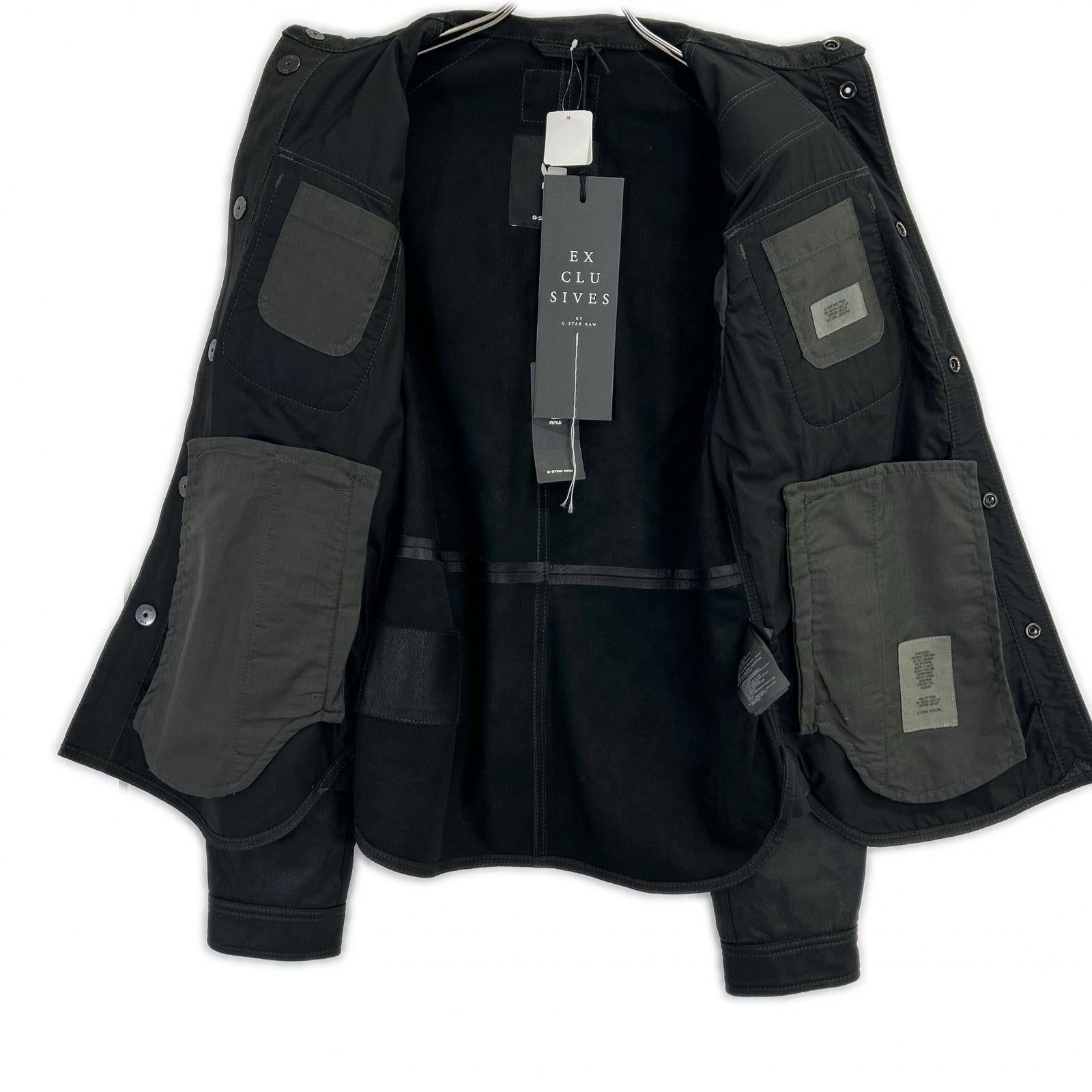 G-STAR RAW ジースターロゥ ブラック シープスキン レザーシャツ E OVERSHIRT ジャケット