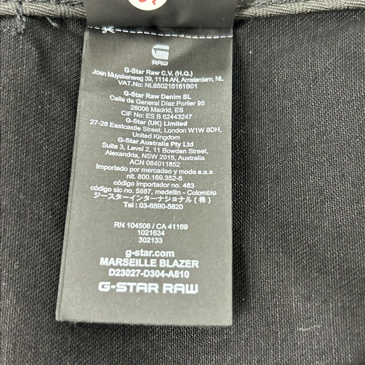 G-STAR RAW ジースターロゥ ブラック コットン100 marseille blazer ジャケット