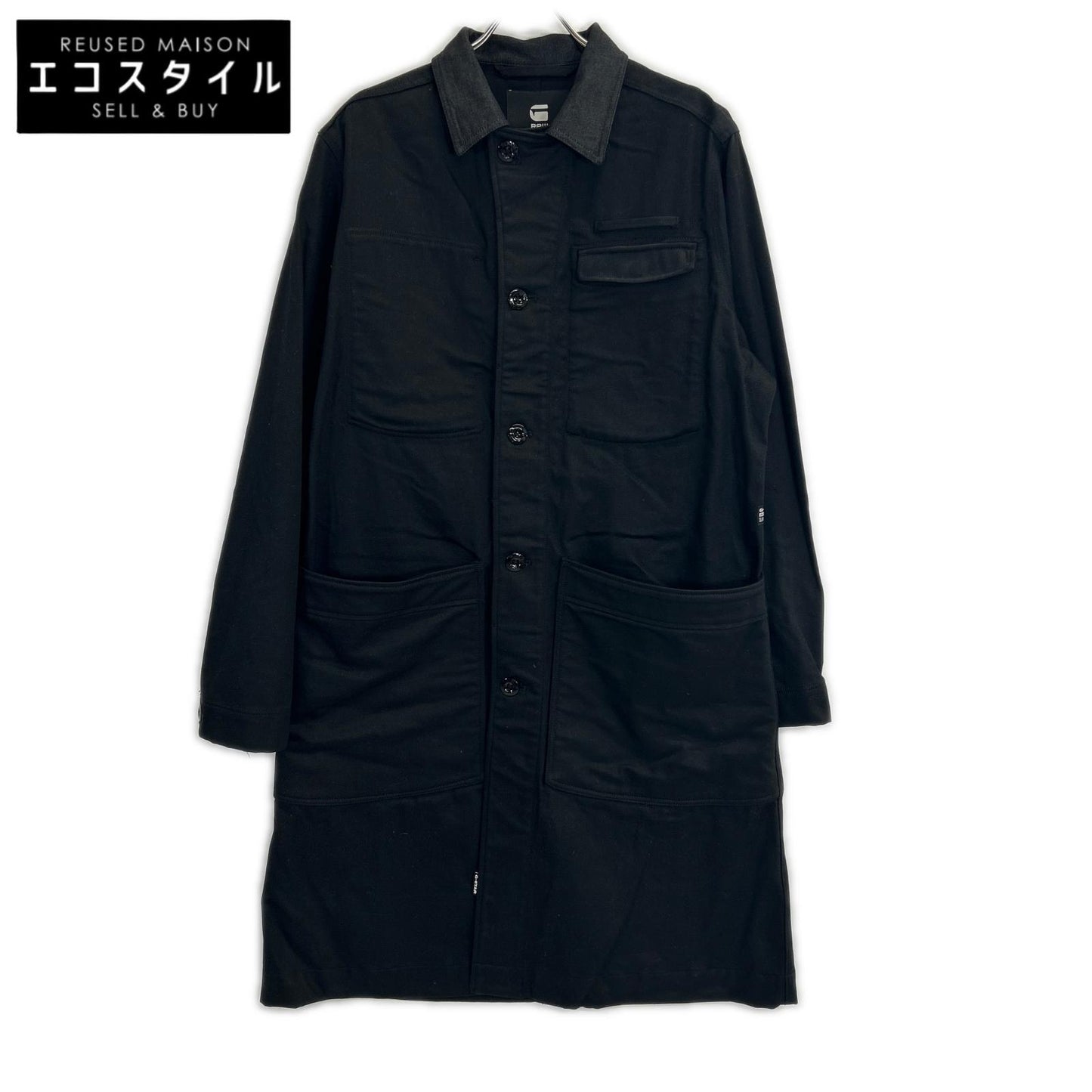 G-STAR RAW ジースターロゥ ブラック patched pocket trench/デニムトレンチコート コート