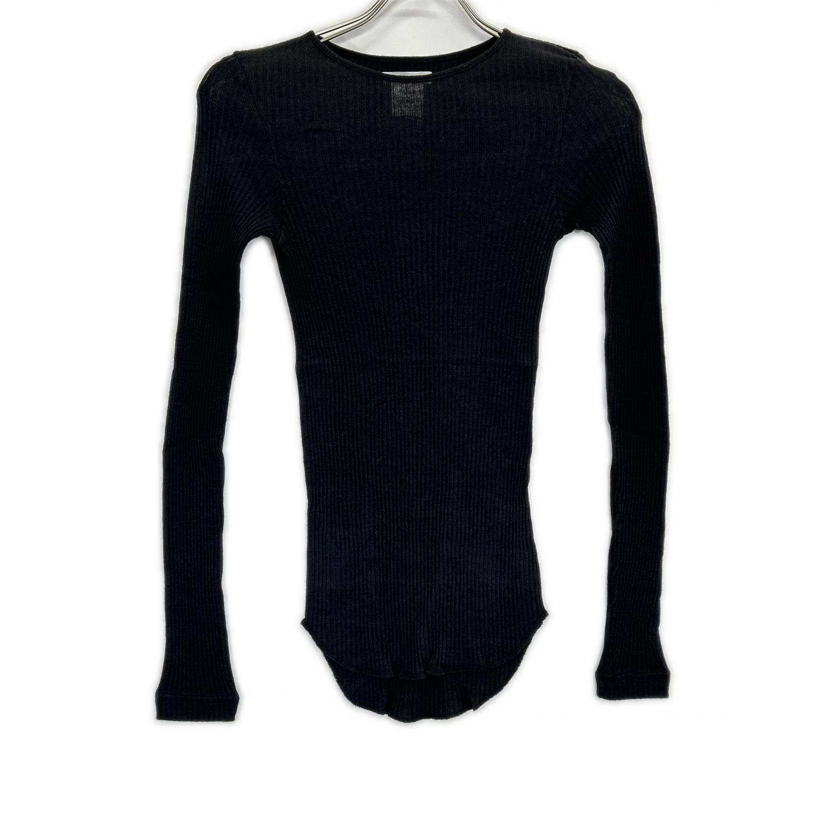 FUMIKA UCHIDA フミカウチダ ブラック WOOL SILK CREW-NECK LONG Tシャツ トップス