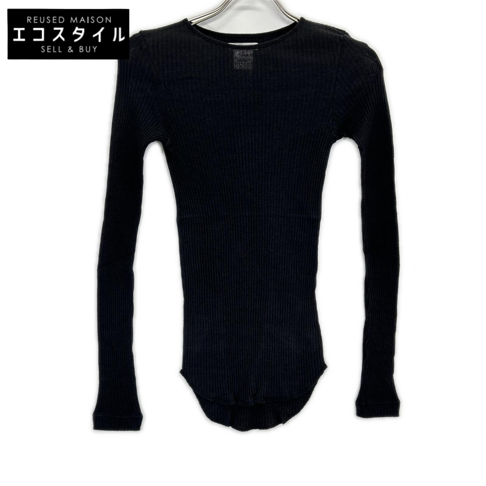 FUMIKA UCHIDA フミカウチダ ブラック WOOL SILK CREW-NECK LONG Tシャツ トップス