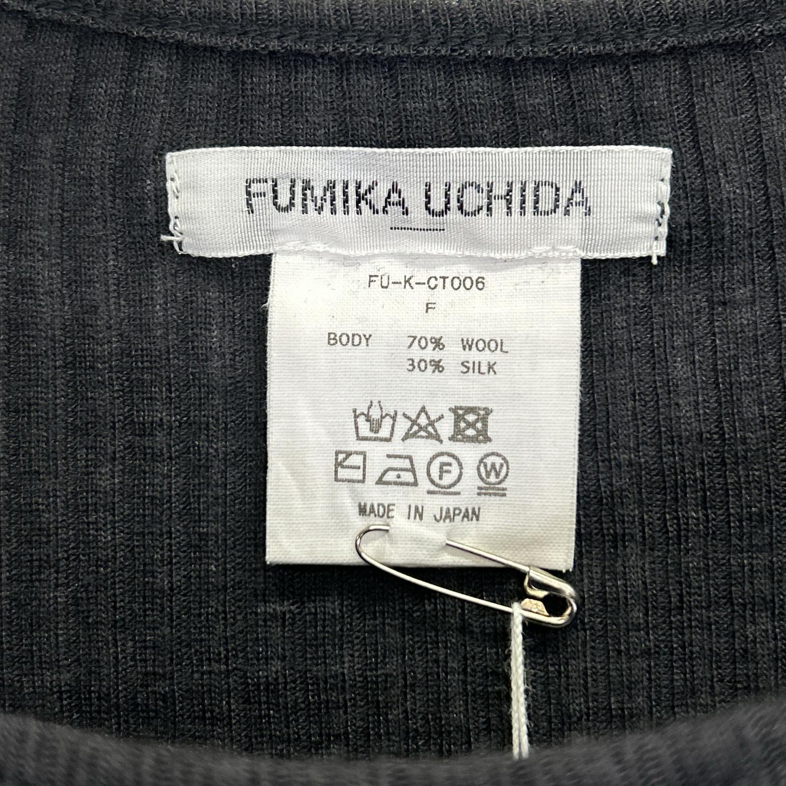 FUMIKA UCHIDA フミカウチダ ブラック WOOL SILK CREW-NECK LONG Tシャツ トップス