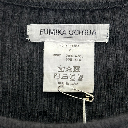 FUMIKA UCHIDA フミカウチダ ブラック WOOL SILK CREW-NECK LONG Tシャツ トップス