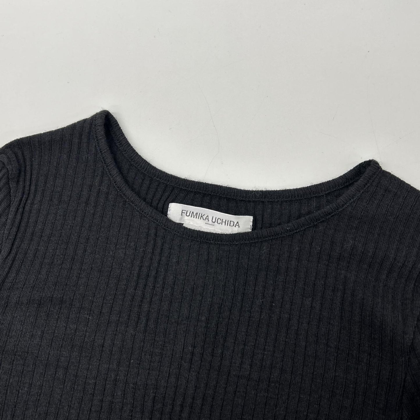 FUMIKA UCHIDA フミカウチダ ブラック WOOL SILK CREW-NECK LONG Tシャツ トップス