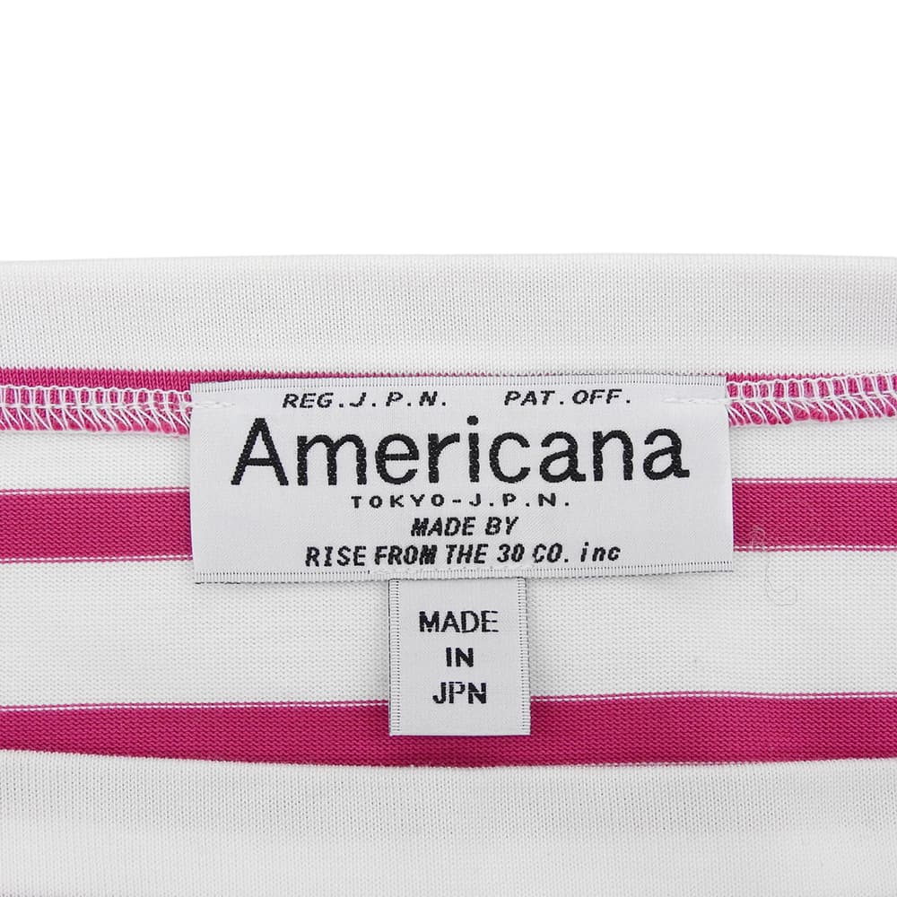AMERICANA アメリカーナ 美品 ボーダー ボートネック ワンピース レディース コットン ホワイト×ピンク ワンピース