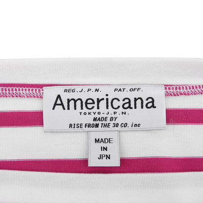 AMERICANA アメリカーナ 美品 ボーダー ボートネック ワンピース レディース コットン ホワイト×ピンク ワンピース