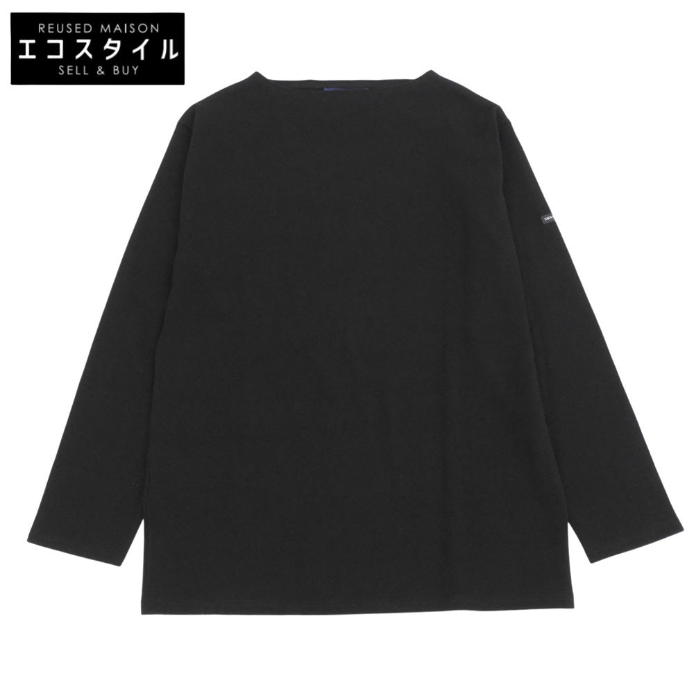 SAINT JAMES セントジェームス 美品 OUESSANT UA ボートネック 無地ロンT トップス メンズ コットン ブラック T4 M トップス