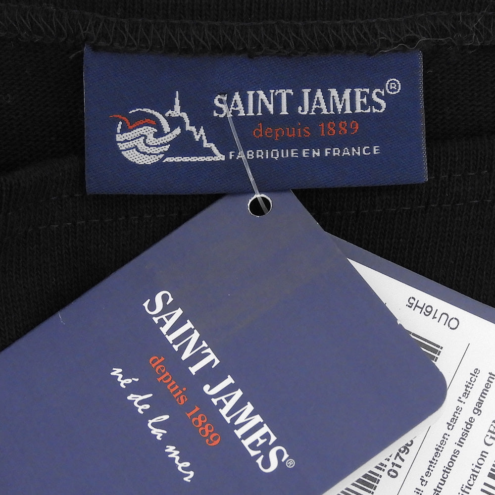 SAINT JAMES セントジェームス 美品 OUESSANT UA ボートネック 無地ロンT トップス メンズ コットン ブラック T4 M トップス