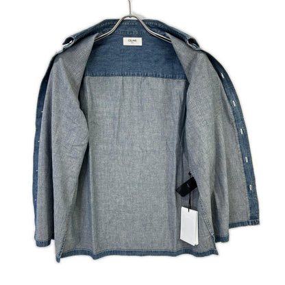 CELINE セリーヌ 【新品同様/国内正規】RC0D7208I ユニオンオーシャンウォッシュ デニム ショートスリーブシャツ トップス
