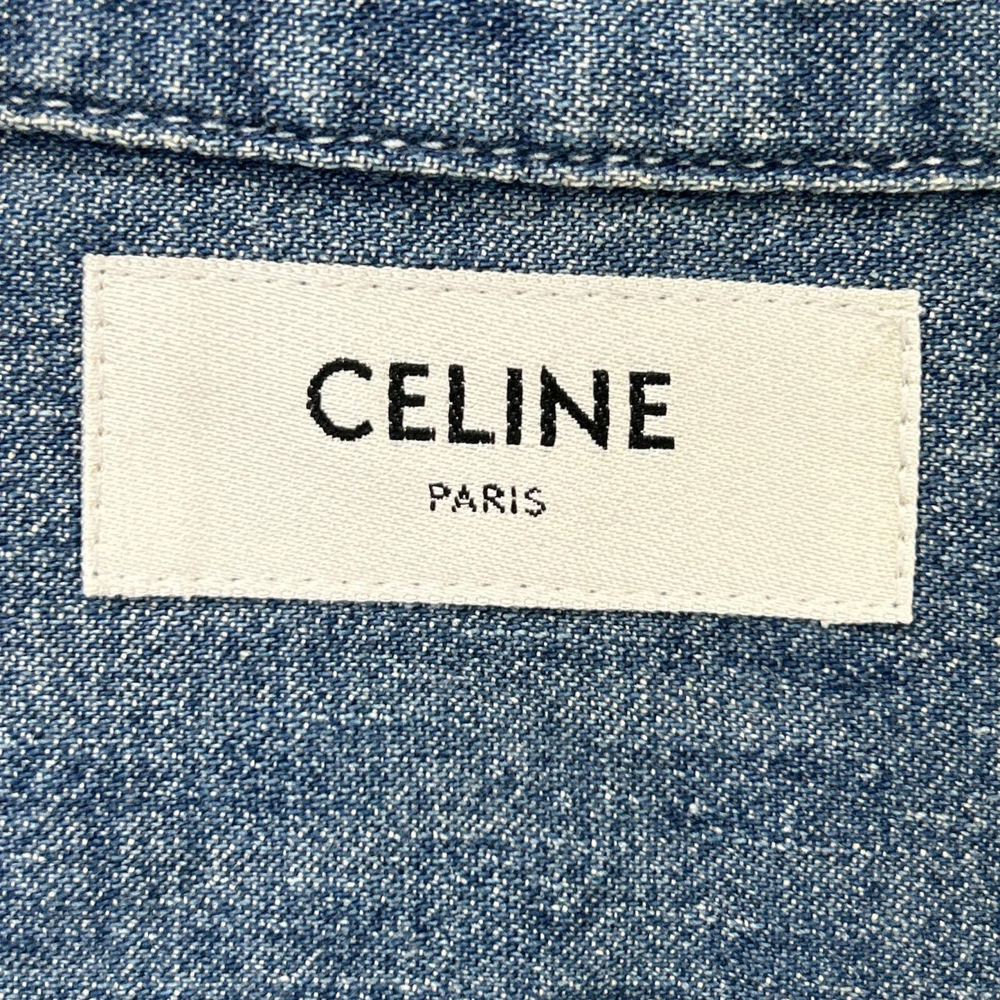 CELINE セリーヌ 【新品同様/国内正規】RC0D7208I ユニオンオーシャンウォッシュ デニム ショートスリーブシャツ トップス