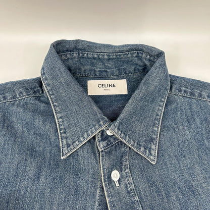 CELINE セリーヌ 【新品同様/国内正規】RC0D7208I ユニオンオーシャンウォッシュ デニム ショートスリーブシャツ トップス