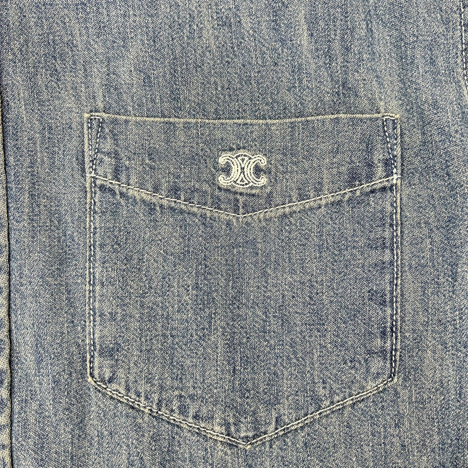 CELINE セリーヌ 【新品同様/国内正規】RC0D7208I ユニオンオーシャンウォッシュ デニム ショートスリーブシャツ トップス