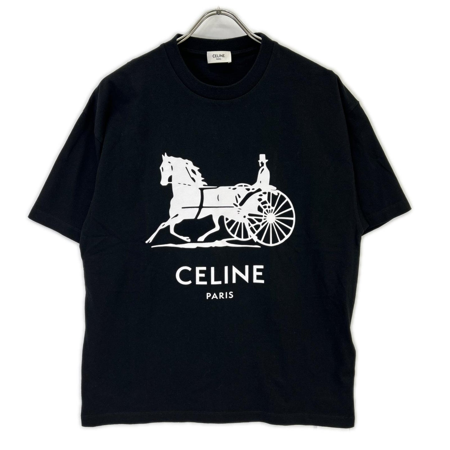 CELINE セリーヌ 【新品同様/国内正規】RX0LB1242 ロゴプリント コットンジャージー 半袖Tシャツ トップス