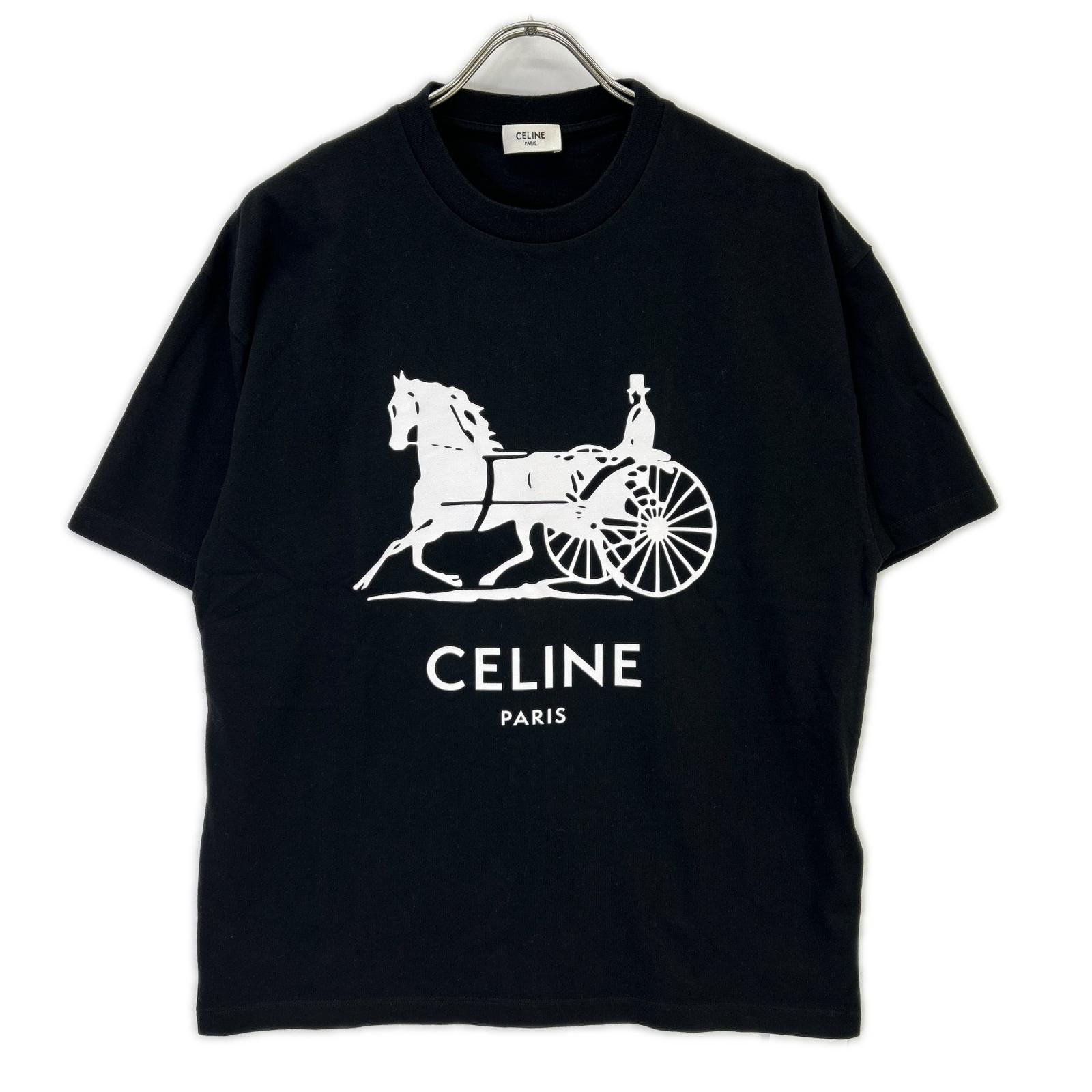 CELINE セリーヌ 【新品同様/国内正規】RX0LB1242 ロゴプリント コットンジャージー 半袖Tシャツ トップス