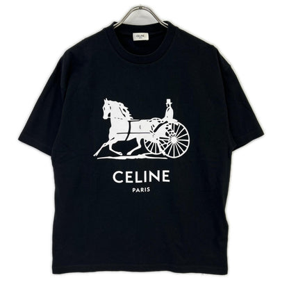 CELINE セリーヌ 【新品同様/国内正規】RX0LB1242 ロゴプリント コットンジャージー 半袖Tシャツ トップス