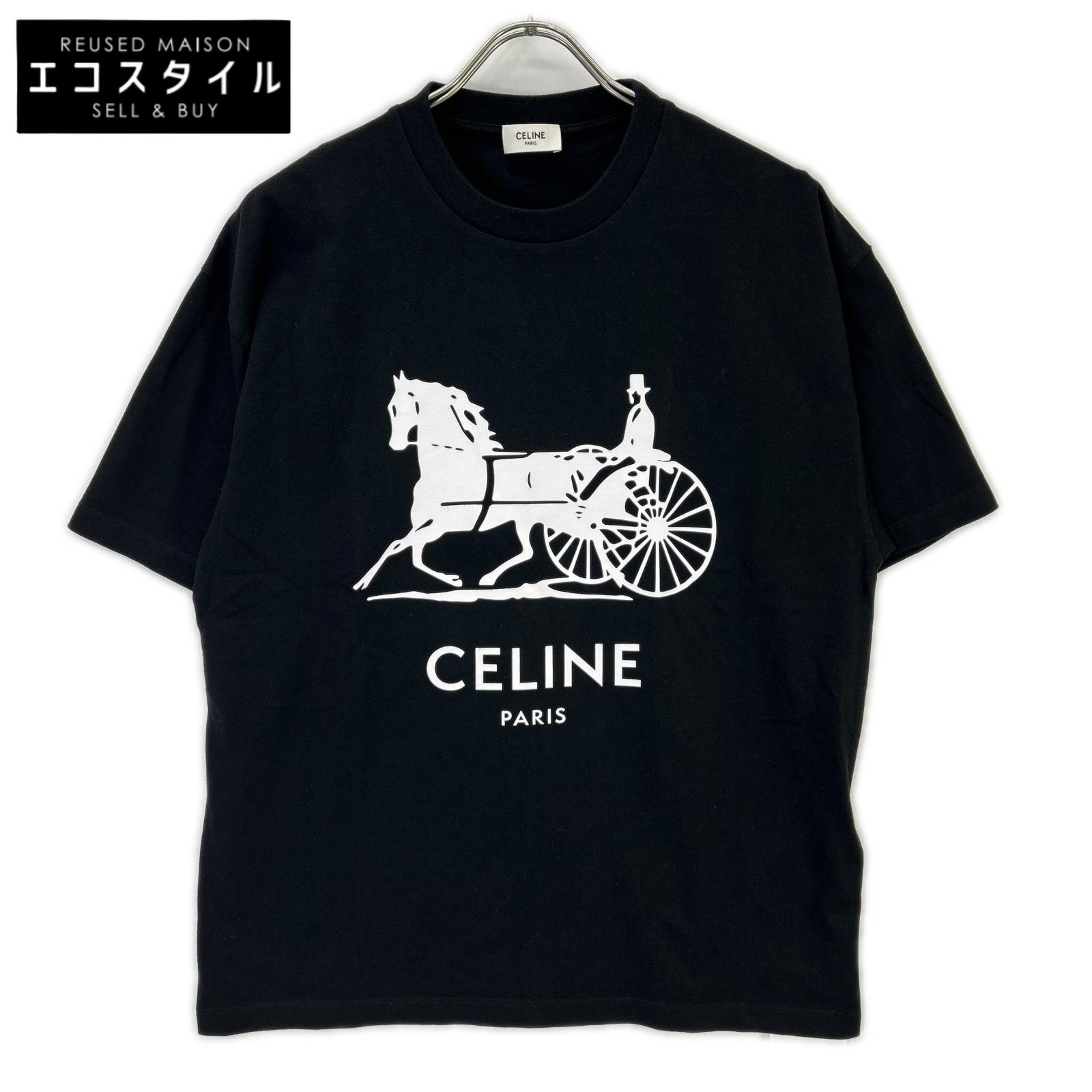 CELINE セリーヌ 【新品同様/国内正規】RX0LB1242 ロゴプリント コットンジャージー 半袖Tシャツ トップス