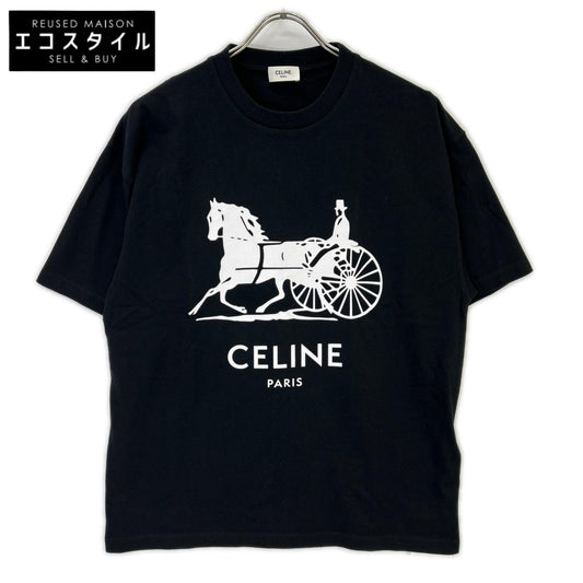 CELINE セリーヌ 【新品同様/国内正規】RX0LB1242 ロゴプリント コットンジャージー 半袖Tシャツ トップス