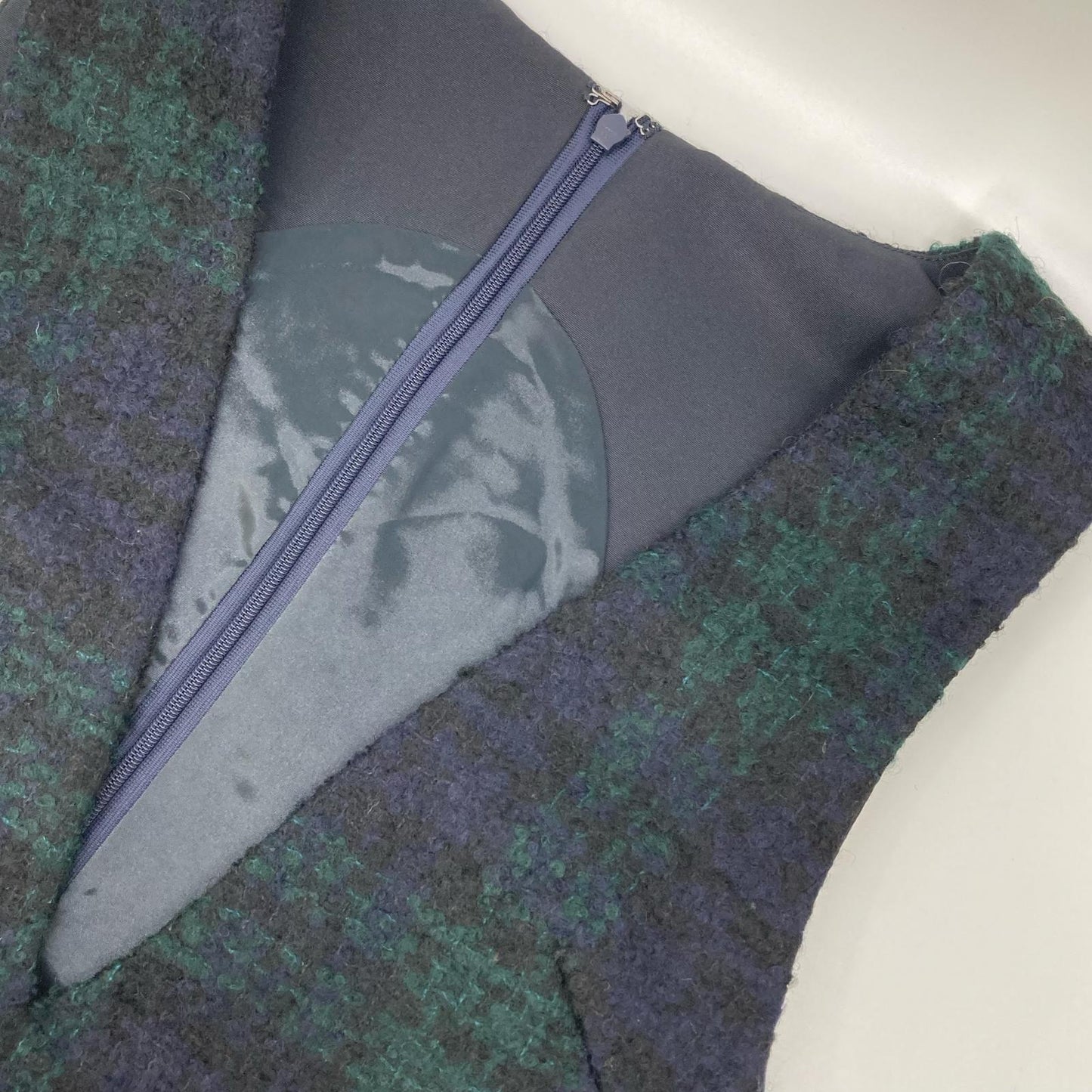ANAYI アナイ 23AW 102327-14-580 グリーン×ネイビー チェック ジャンバースカート ワンピース