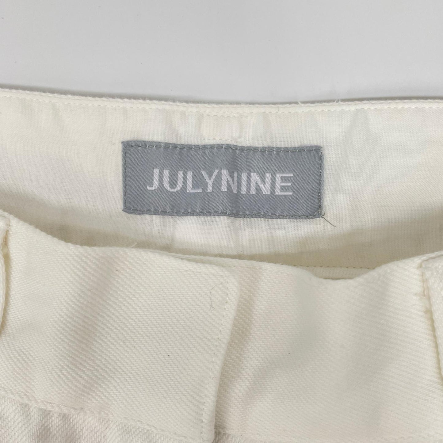 JULY NINE ジュライナイン ホワイト タック ワイドデニムパンツ ボトムス
