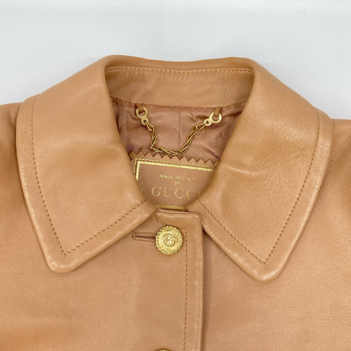 GUCCI グッチ 765899 ベージュ ロゴボタン ラムレザー ジャケット ジャケット