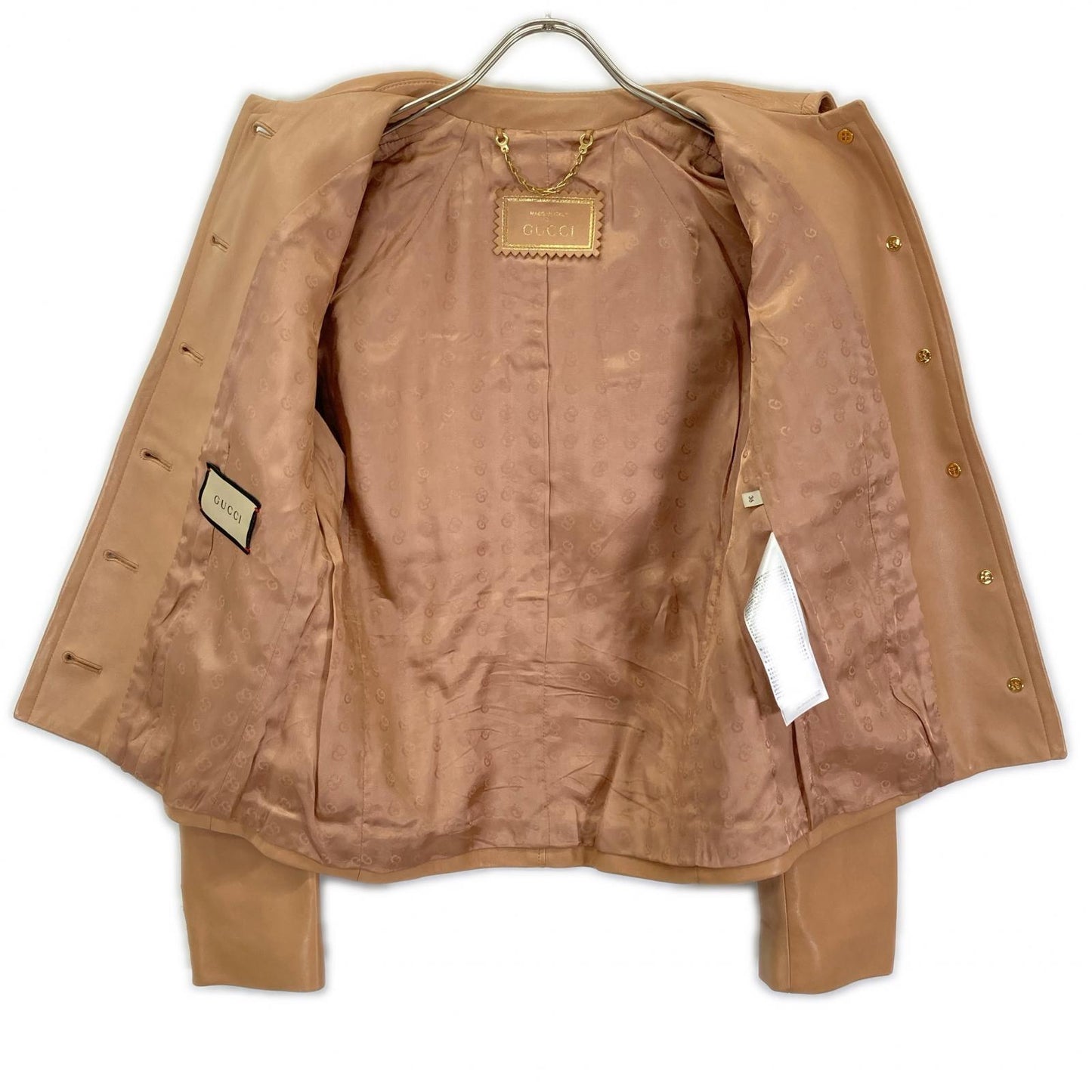 GUCCI グッチ 765899 ベージュ ロゴボタン ラムレザー ジャケット ジャケット